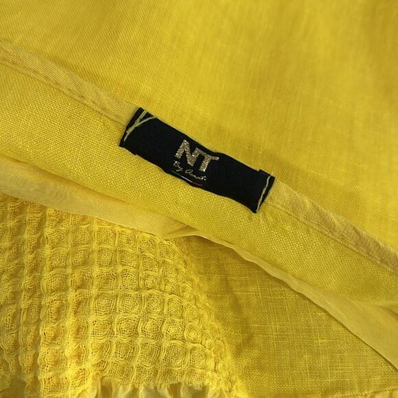 NT By Amati Yellow Linen Blend Mixed Media Tunic Top Size SP - Picture 5 of 8